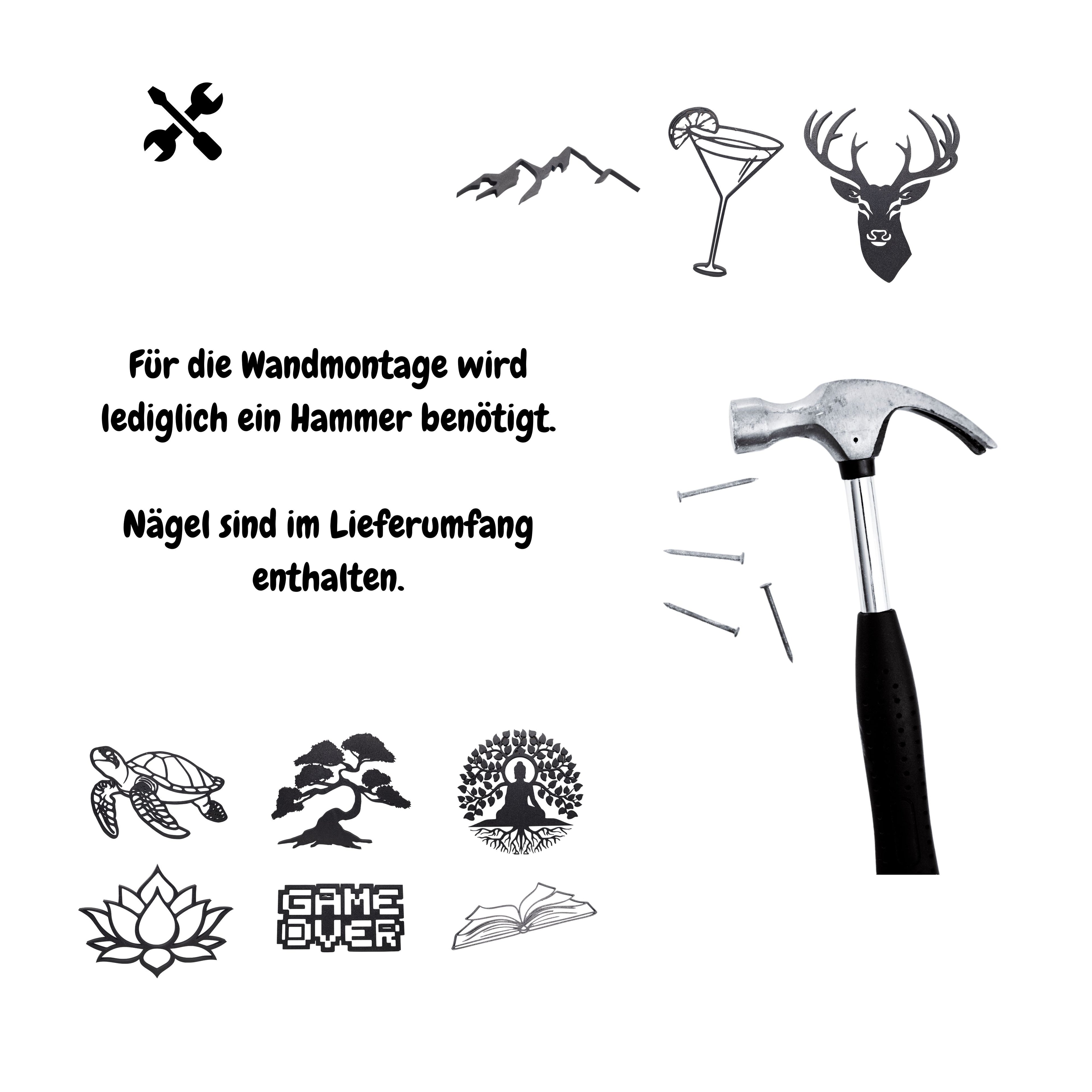 3D-gedruckte Wanddeko – Silhouette 9 Motive | Schichtwerke3D